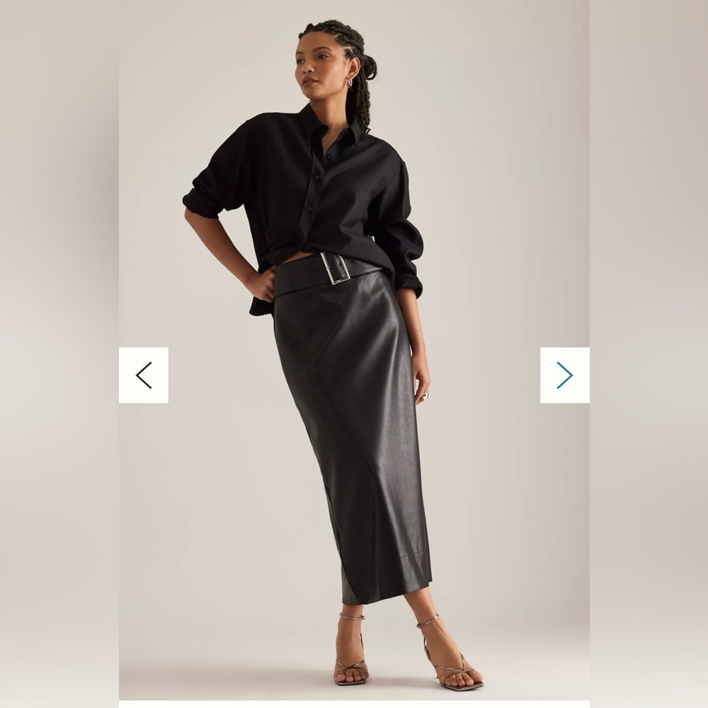 By Anthropologie Belted Faux-Leather Skirt